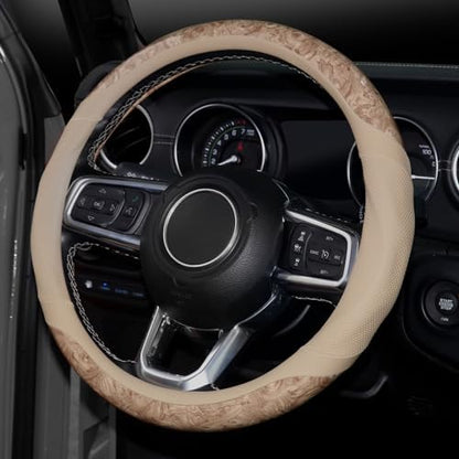 KAFEEK Wood Grain Steering Wheel Cover, 14.5-15 inch - Image 3