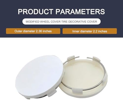 Tesnaao 4 PCS Car Wheel Hub Center Cap, 2.36" x 2.2" ABS Wheel Hub Modification - Image 2