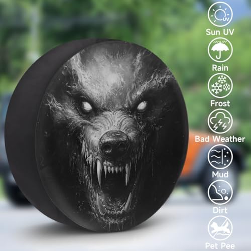 Wolf Spare Tire Cover 14in Spare Wheel Covers Tire Storage Cover - Image 3