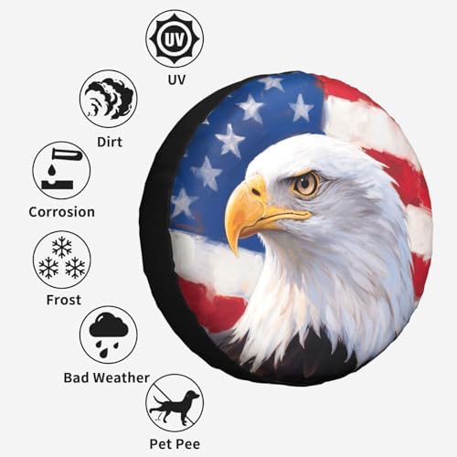 Eagle American Flag Spare Tire Cover Weatherproof Sun Protection Dust-Proof - Image 4