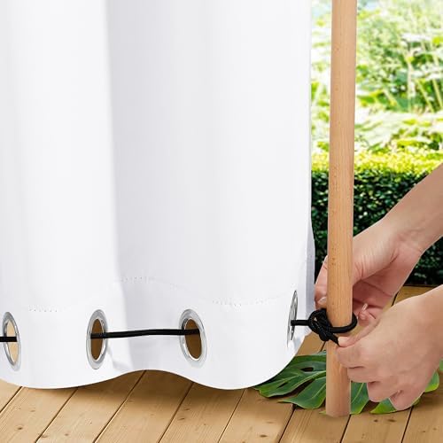 NICETOWN Outdoor Curtains Waterproof Fixed Bottom W52xL95 Prue White by NICETOWN