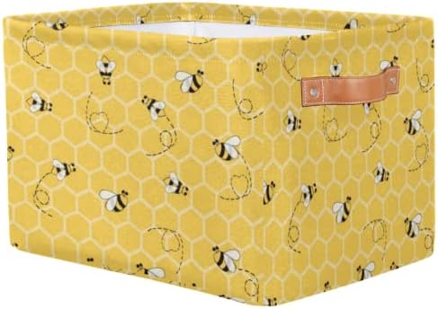 2Pack Yellow with Bees Large Collapsible Storage Bins, Honey Honeycombs - Image 7