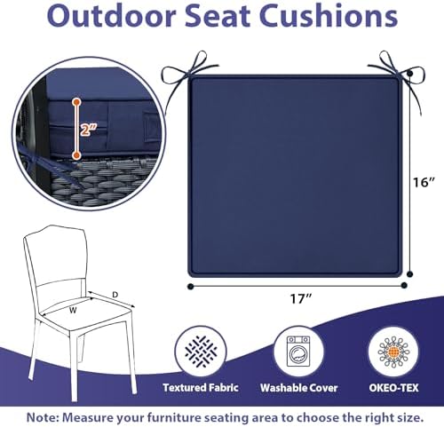 IPYNBAP Outdoor Chair Cushions Set of 4 -Waterproof Outdoor Seat Cushions - Image 6