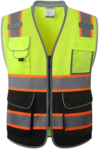JKSafety Hi Vis Safety Vest for Men Women Cushioned Collar JK101 YBlack 2XL by JKSafety