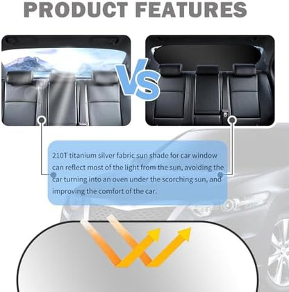 39.37x19.76 Car Rear Window Sun Shade, Foldable Car Window Shades - Image 3