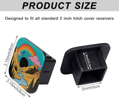2 Inch Retro Sunset Mountains Trailer Hitch Cover Rubber Receiver Tube Plug Cap - Image 2