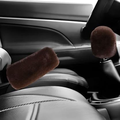 2PCS Fluffy Car Gear Shift Knob & Handbrake Cover, Comfortable Plush Shifter - Image 6
