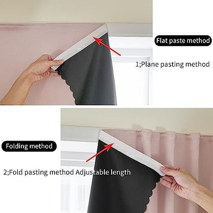 AJAZZ 100% Blackout Stick Curtain Portable Black Out Curtains Adhesive Curtains - Image 4