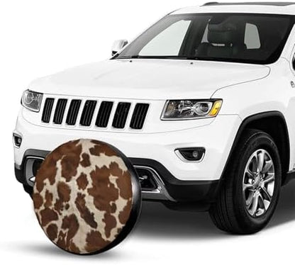 Brown Animal Print Spare Tire Covers Cow Cute Dust-Proof Universal Wheel Tire - Image 2
