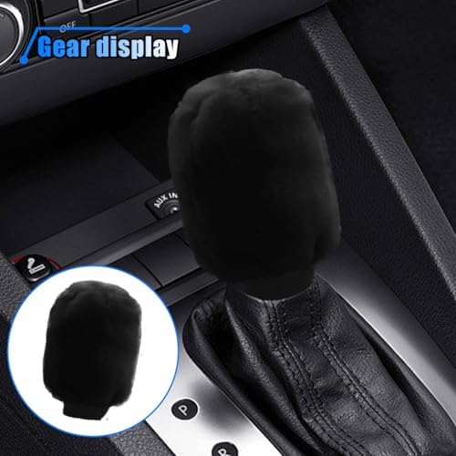 2PCS Plush Car Gear Shift Knob Cover & Handbrake Cover, Soft Fluffy Shift Knob - Image 3