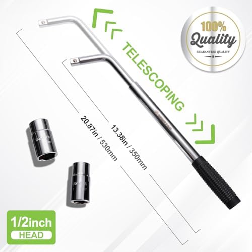 Spurtar Telescoping Lug Wrench 1/2 Drive 17/19mm 21/23mm Sockets - Image 3