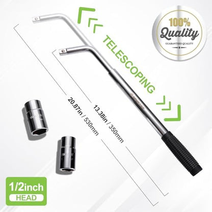Spurtar Telescoping Lug Wrench 1/2 Drive 17/19mm 21/23mm Sockets - Image 3
