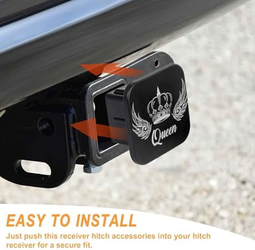 2 Inch Queen Crown Trailer Hitch Cover Rubber Receiver Tube Plug Cap, Tow Hitch - Image 4