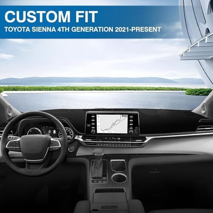 KUST Black Dash Cover for Toyota Sienna 2021-2024 2025 2026 Non-Slip Dashboard - Image 3