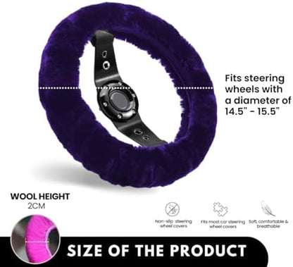 Andalus Brands Luxury Fluffy Car Steering Wheel Covers – Genuine Merino - Image 3