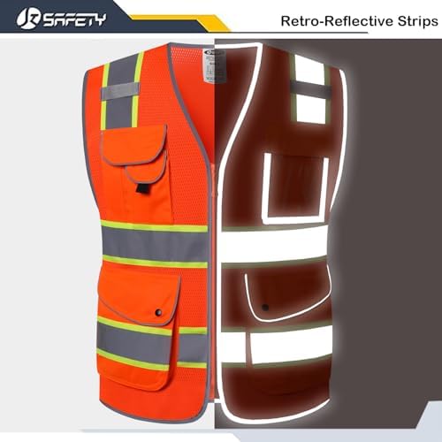 JKSafety Safety Vest for Men Women Reflective Hi Vis JK100 Orange M - Image 4