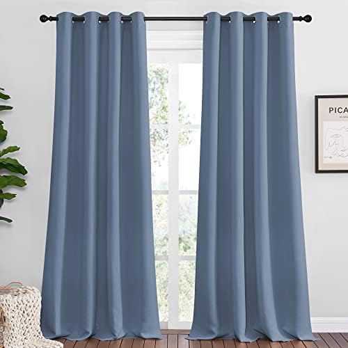 NICETOWN Room Darkening Curtain Panels, 2 Panels, 55 x 102-inch, Stone Blue by NICETOWN
