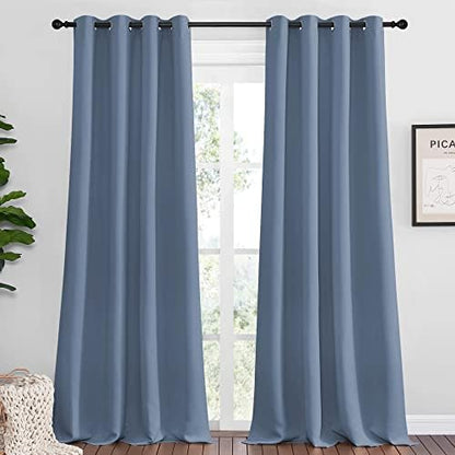 NICETOWN Room Darkening Curtain Panels, 2 Panels, 55 x 102-inch, Stone Blue by NICETOWN