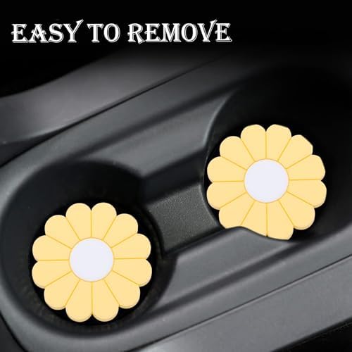 2-Pack Car Cup Holder Coaster Inserts, Daisy Shape, 2.75 Inch Non-Slip Silicone - Image 6