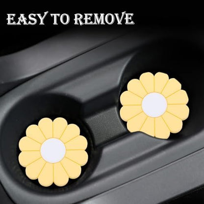 4-Pack Car Cup Holder Coaster Inserts, Daisy Shape, 2.75 Inch Non-Slip Silicone - Image 6