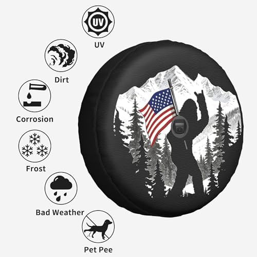 American Flag with Funny Spare Tire Cover with Back-up Camera Hole Leather - Image 2