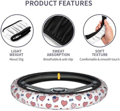 4th of July American Flag Steering Wheel Covers Universal 15 Inch Non Slip - Image 3