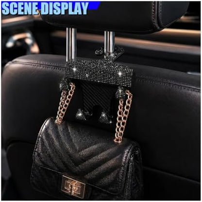 Craedli 2PCS Bling Rhinestone Car Seat Headrest Hooks, Shiny Crystal Auto - Image 3
