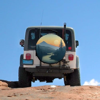 Mountain Adventure Heavy Duty Spare Tire Cover Nature Landscape Watercolor Boho - Image 5