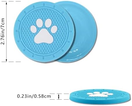 4 Pack Car Cup Holder Coasters, Dog Paw Insert Car Cup Coaster, 2.75 Inch Anti - Image 2