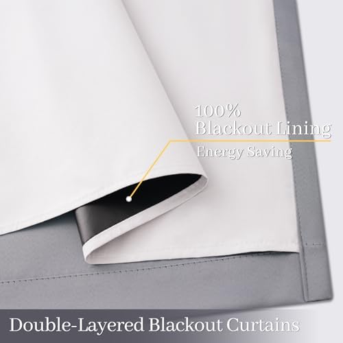 Yakamok Grey 100% Blackout Curtain Panels 84 inches, 2 Panels - Image 3