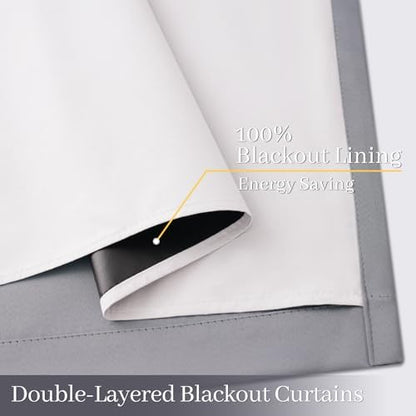 Yakamok Grey 100% Blackout Curtain Panels 84 inches, 2 Panels - Image 3