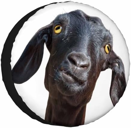Black Goat Spare Tire Cover Cute Funny Goat Portrait by NOMEDOGYIM