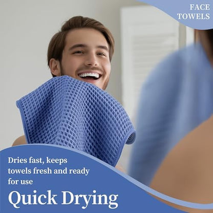Microfiber Waffle Face Towels, 2 Pieces, Fast Drying, Lint Free 430 GSM - Image 5