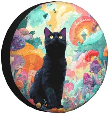Black Cat Spare Tire Cover Waterproof Wheel Cover 14 Inch Universal Fit by Unknown