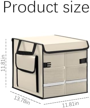 Car Trunk Organizer with Lid Collapsible Oxford Cloth Beige - Image 2