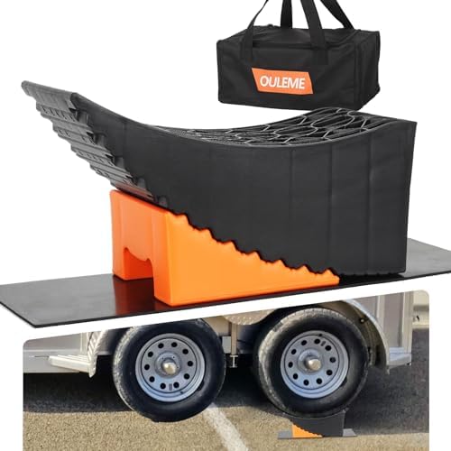 OULEME 6" Raised Tire Ramp Aid, Curved Tandem Wheel Leveler & Chock 1PK by OULEME