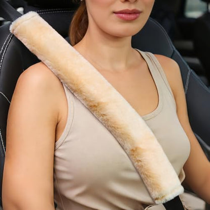 Amooca 25.6in Extra Long Furry Universal Car Seatbelt Cover Shoulder Pad - Image 3