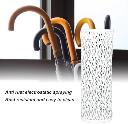 Jectse Umbrella Stand, Freestanding Round Metal Umbrella Holder Bin Hollowed - Image 2