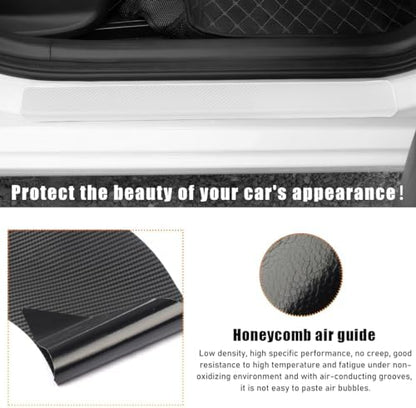 Ohleats 4 PCS Car Door Sill Protectors, Anti Scratch Carbon Fiber Auto - Image 5