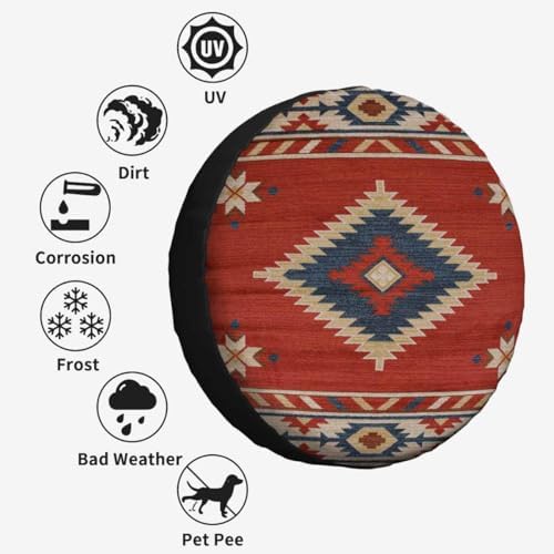 Southwestern Traditional Style Spare Tire Cover 15 inch Wheel Protectors - Image 4