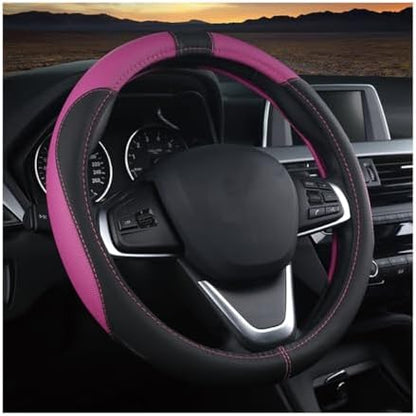 BESULEN 15 Inch Steering Wheel Cover Soft Leather Protector Black/Purple by BESULEN