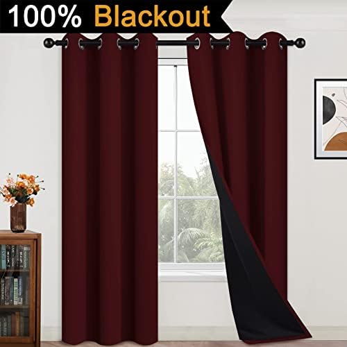 Yakamok Burgundy Red Blackout Curtains 84 Inches Long - Image 2