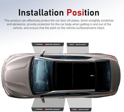 4 PCS Car Door Sill Protector, Carbon Fiber Leather Threshold Guard Strips - Image 7