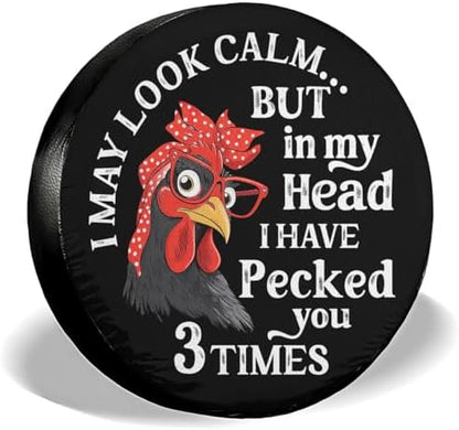 GENANY Funny Chicken Quote Thick PVC Leather Spare Tire Cover Size 17 by GENANY