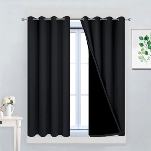 Yakamok Black 100% Blackout Curtains 45 Inches Long by Yakamok