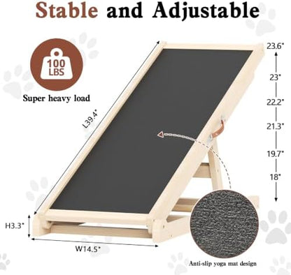 Dog Ramp for Bed Couch Car, 39.4" Long Wooden Steps for Small Pets - Image 3