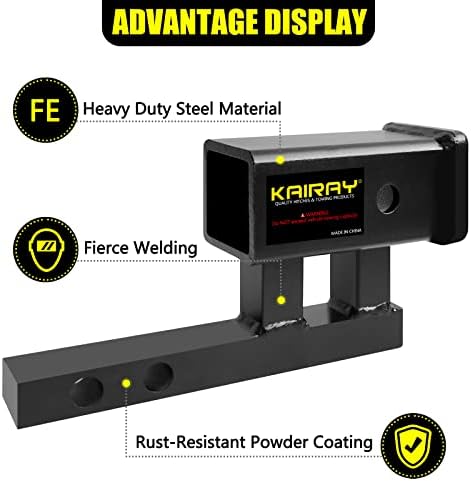 KAIRAY 1-1/4 inch to 2 inch Hitch Adapter Trailer Hitch Extension Riser - Image 3