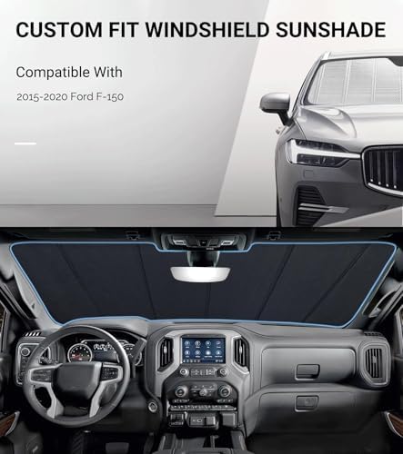 Pigenius Windshield Sun Shade for Ford F-150 2015-2020, Full Coverage Front - Image 2