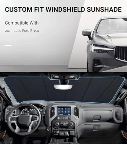 Pigenius Windshield Sun Shade for Ford F-150 2015-2020, Full Coverage Front - Image 2