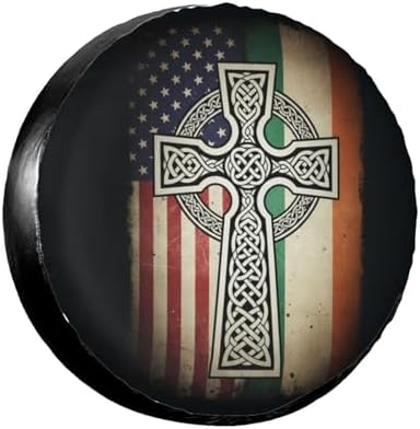Retro American Irish Cross St. Patrick's Day Flag Spare Tire Cover, 15 inch by Unknown